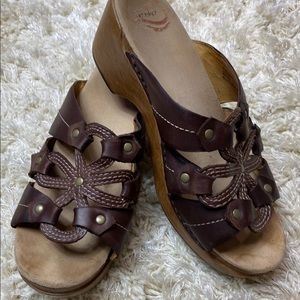 DANSKO Serena Brown Leather Clog Sandals 9.5